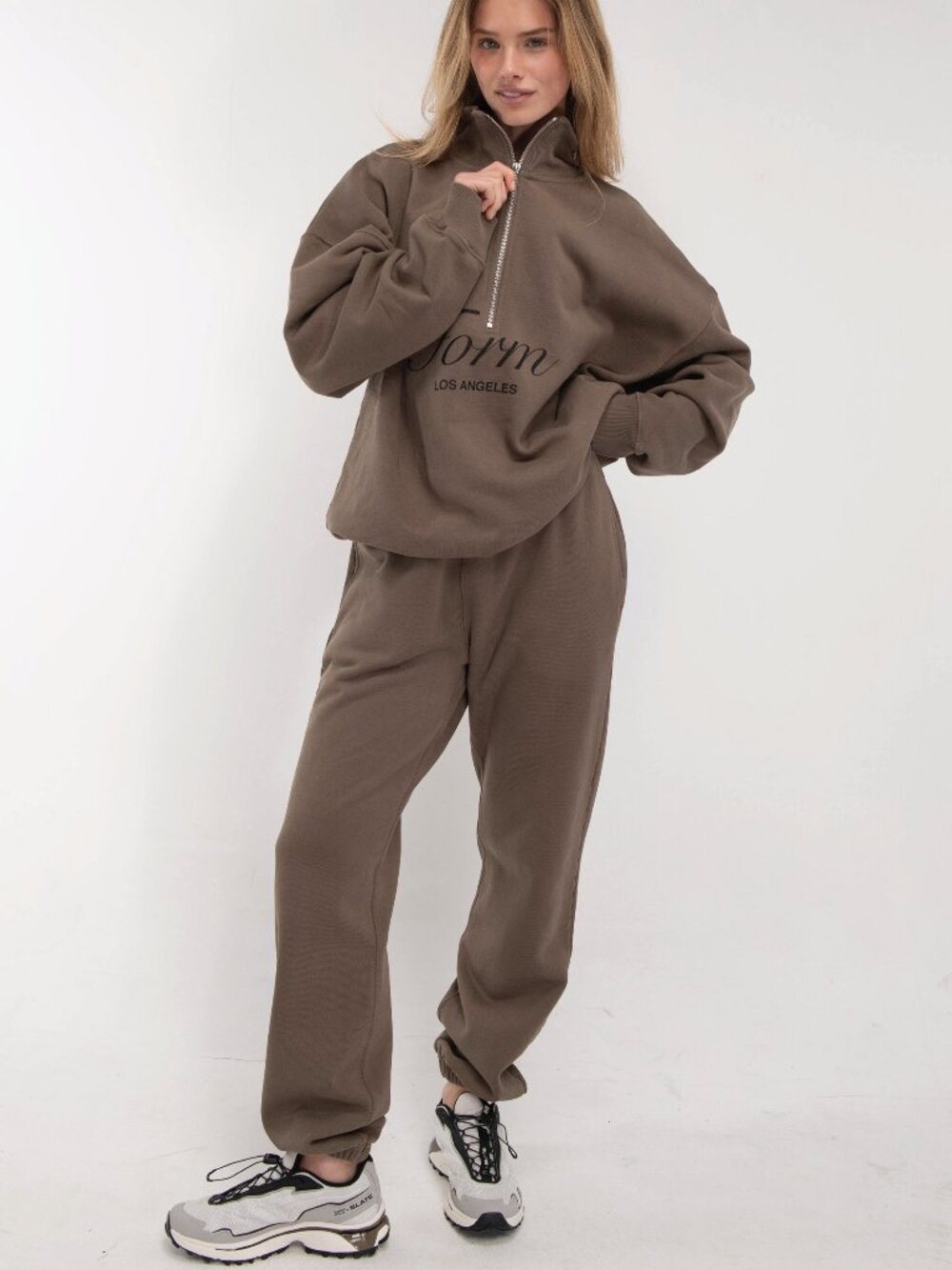 FORM Jogger & Quarter Zip Sweat Lounge SET - Walnut - Size Medium